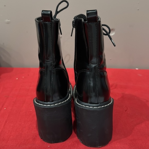 Madden Girl Glossy Black Lace-Up Boots - Picture 4 of 6